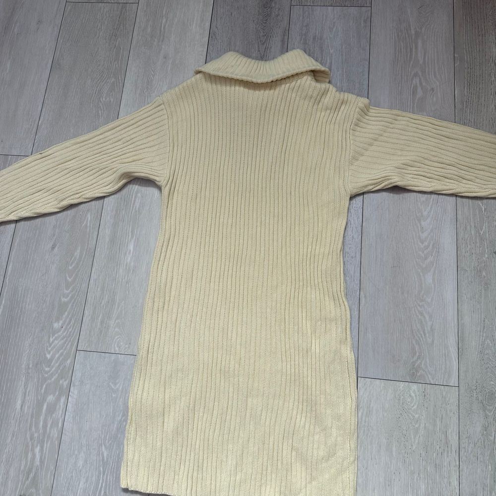 Missguided cream quarter zip long sleeve sweater knit midi dress size 4 tall - Picture 2 of 6